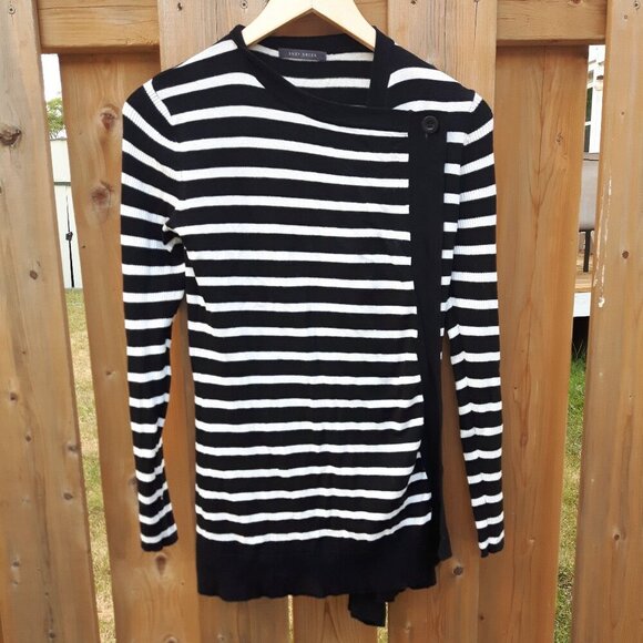 BEAUTIFUL SUZY SHIER Stripe Wrap Cardigan Open Front One Button Closure XS - Picture 1 of 6